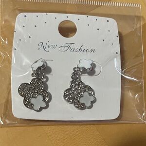 Elegant Silver and White Dangle Earrings